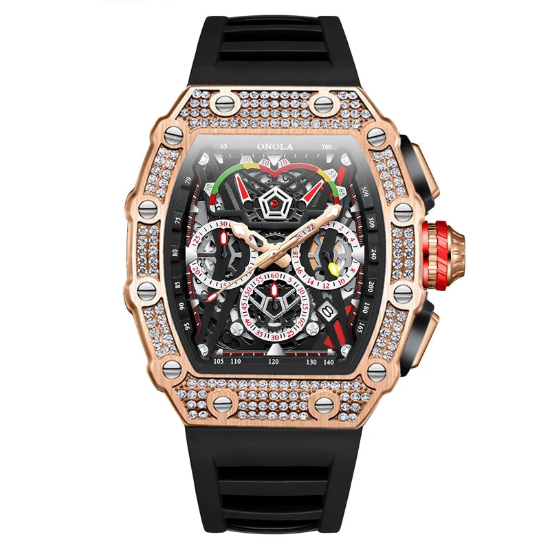 Fashion Diamond Inlaid Luxury Quartz Men's Watch Brand ONOLA
