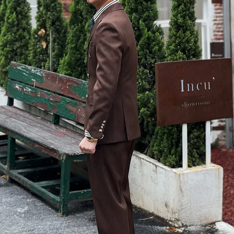 Business Commuter Suit for Summer British Gentleman-Inspired Fabric Set