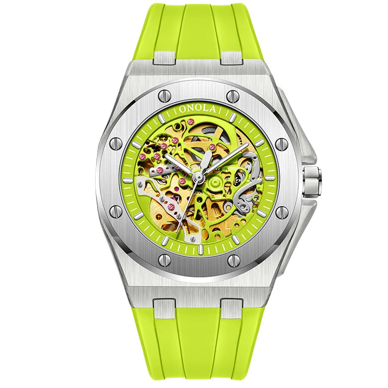 ONOLA Brand Watch Automatic Hollow Skeleton Watch Men's Watch Waterproof