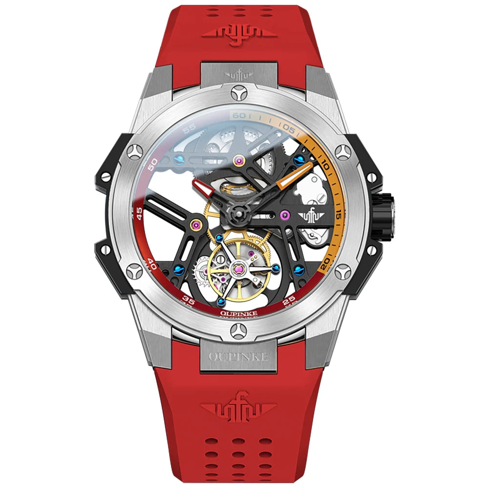 Men Mechanical Watch Silicone Strap Waterproof Skeleton for models & boss