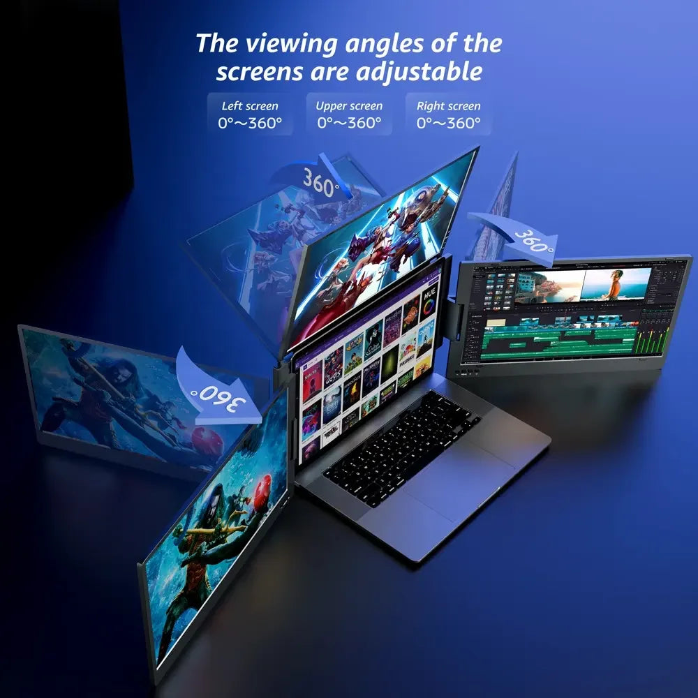 Triple Screen Laptop Monitor 4-Display Extender with USB Interface