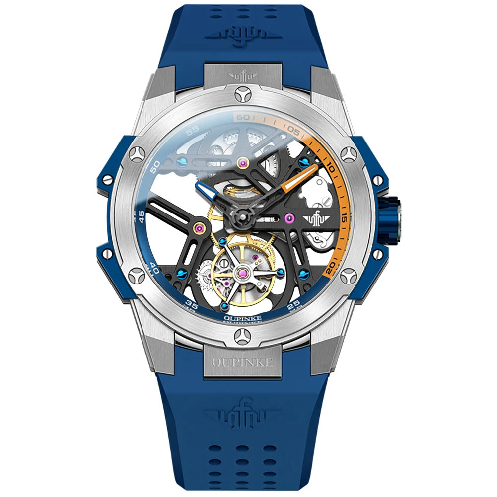 Men Mechanical Watch Silicone Strap Waterproof Skeleton for models & boss