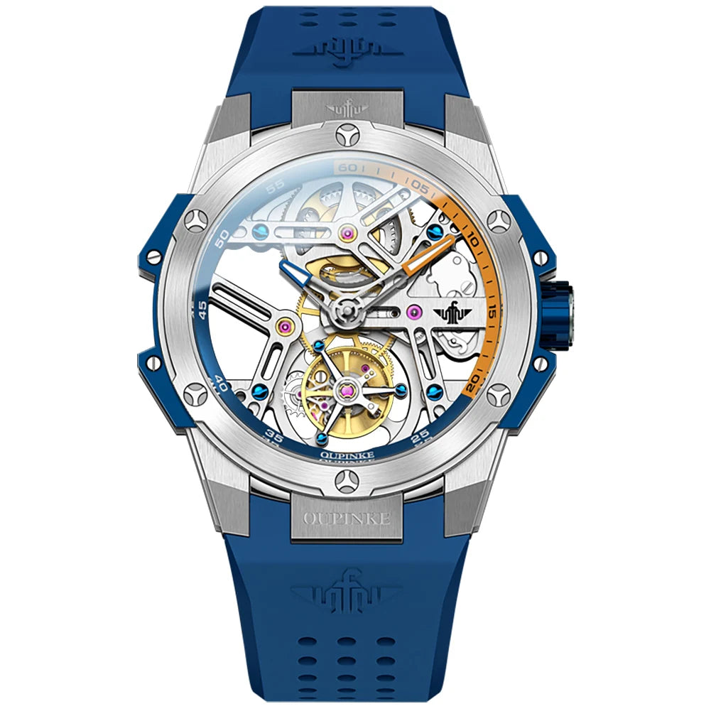 Men Mechanical Watch Silicone Strap Waterproof Skeleton for models & boss