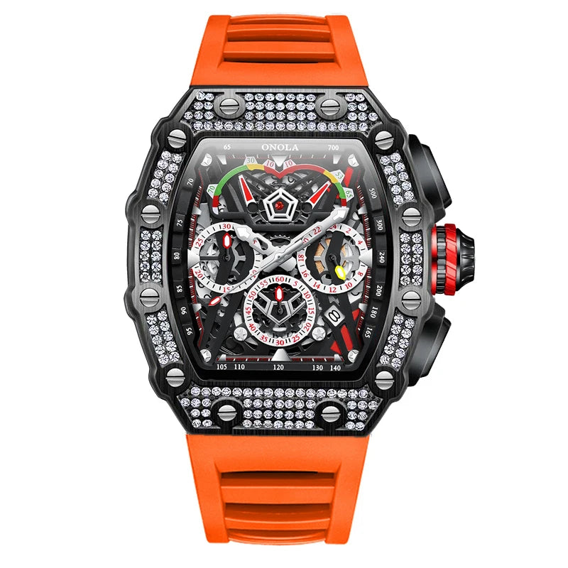 Fashion Diamond Inlaid Luxury Quartz Men's Watch Brand ONOLA