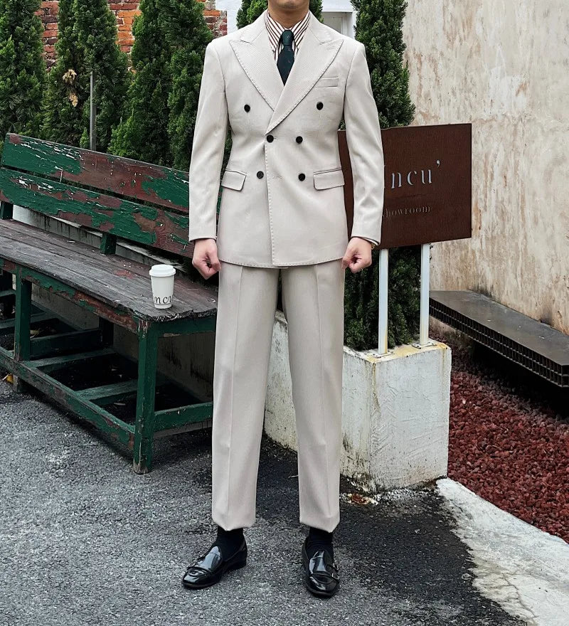 Business Commuter Suit for Summer British Gentleman-Inspired Fabric Set