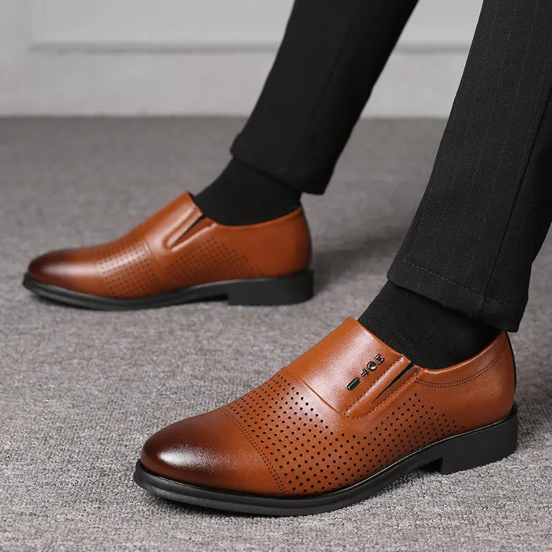 Men's Business Formal Leather Shoes Summer Breathable