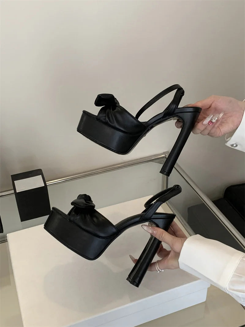 Hiley Sexy Pleated Bowknot Women's Sandals for wedding Peep Toe