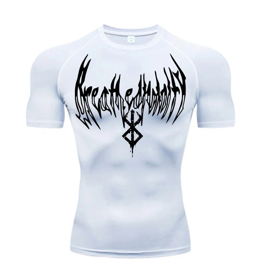 Gym t-shirt Dry Breath God Tee Shirt Short Sleeve Top Muscle Gym Fitness
