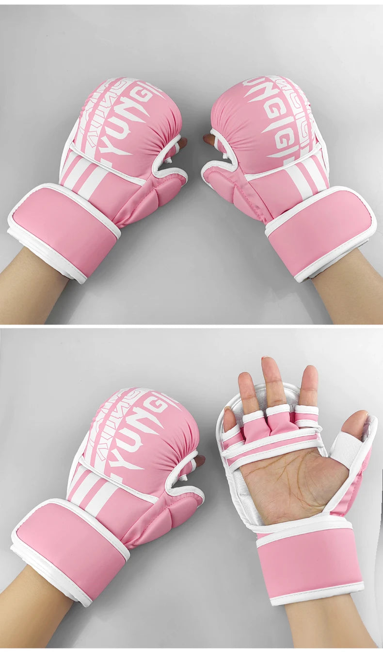Colors MMA half finger boxing gloves PU Leather Fight with gloves Combat gloves Adult Combat gloves