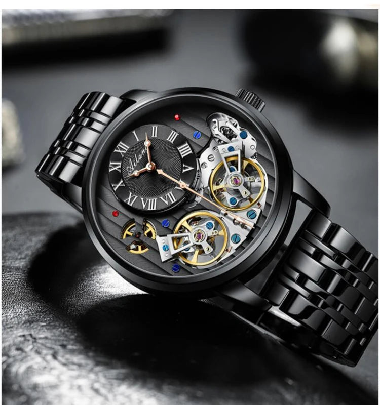 AILANG Top Brand Luxury Watch Men Automatic Luminous Black Clock Men