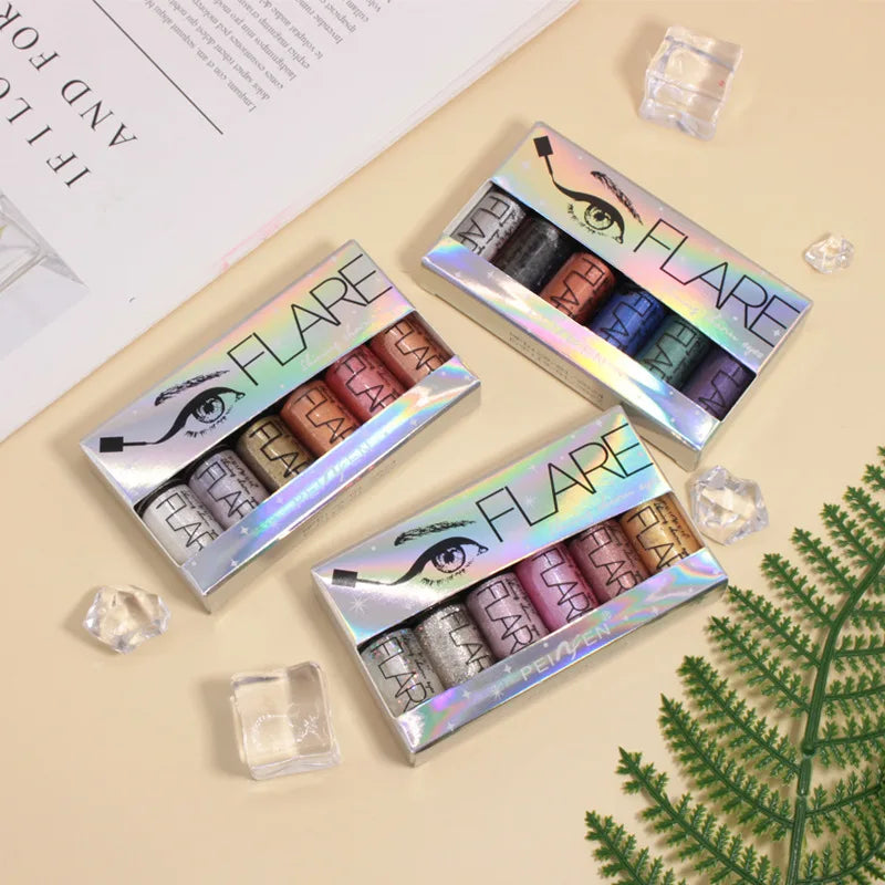 Flash liquid eyeliner pen durable shiny waterproof colored liquid eyeliner small suit.