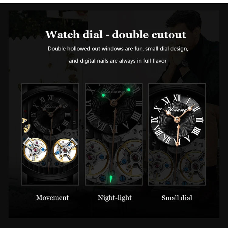 AILANG Top Brand Luxury Watch Men Automatic Luminous Black Clock Men