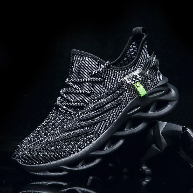 YRZL Men Sports Running Black Jogging Shoes Casual Sneakers Outdoor Breathable