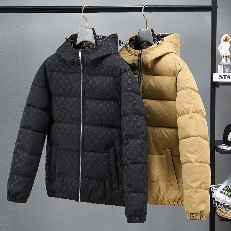 Men Winter Puffer Jacket Cotton Padded Coat Luxury Brand Thick Windproof
