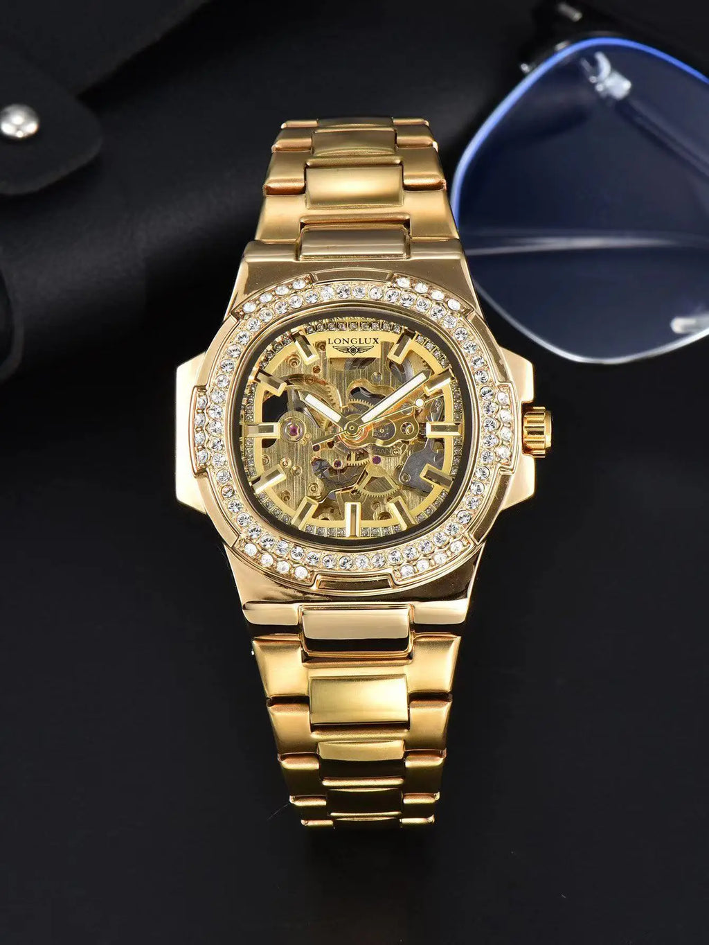 LONGLUX automatic man watch luxury stainless steel mechanical