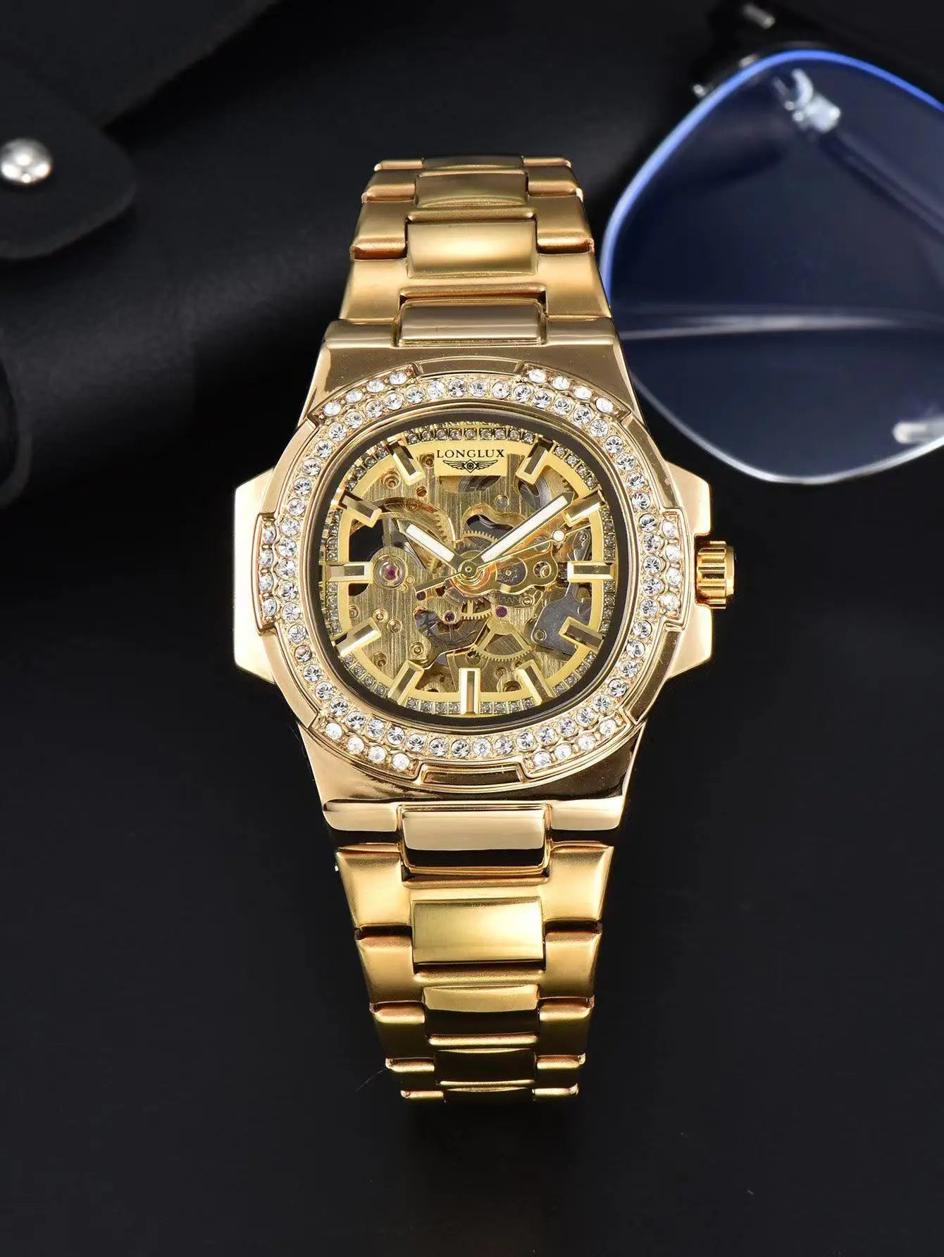 LONGLUX automatic man watch luxury stainless steel mechanical