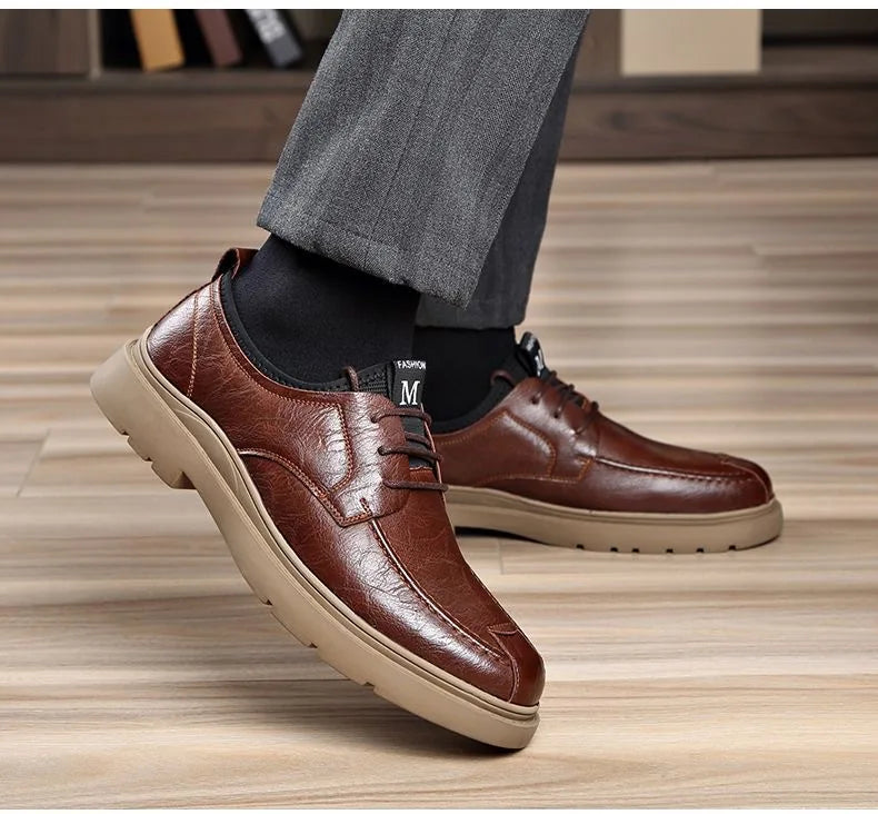 Men's Genuine Leather Shoes Work Boots Business Casual Warm and Comfortable Loafers