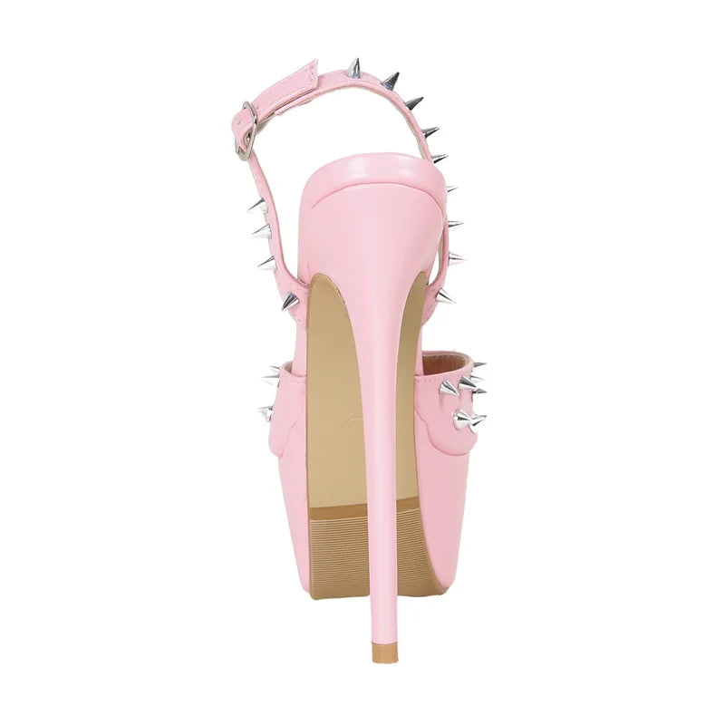Women Wedding Fashion Design Metal Rivet Back Buckle Strap Platform Sandals