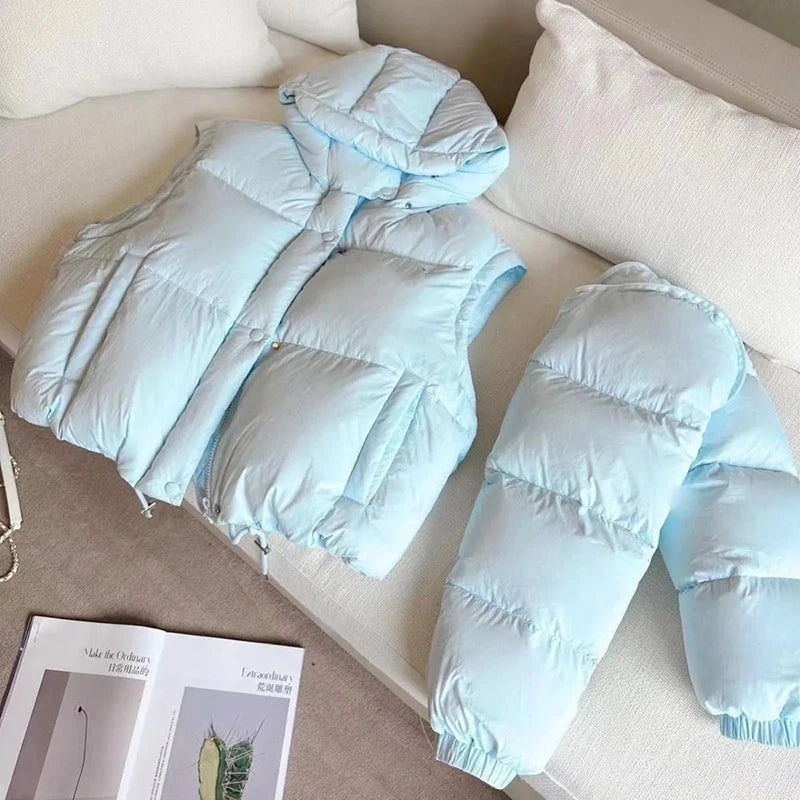 Winter Thick Female Clothing Vest Fashion Hooded Sleeveless Down Jacket