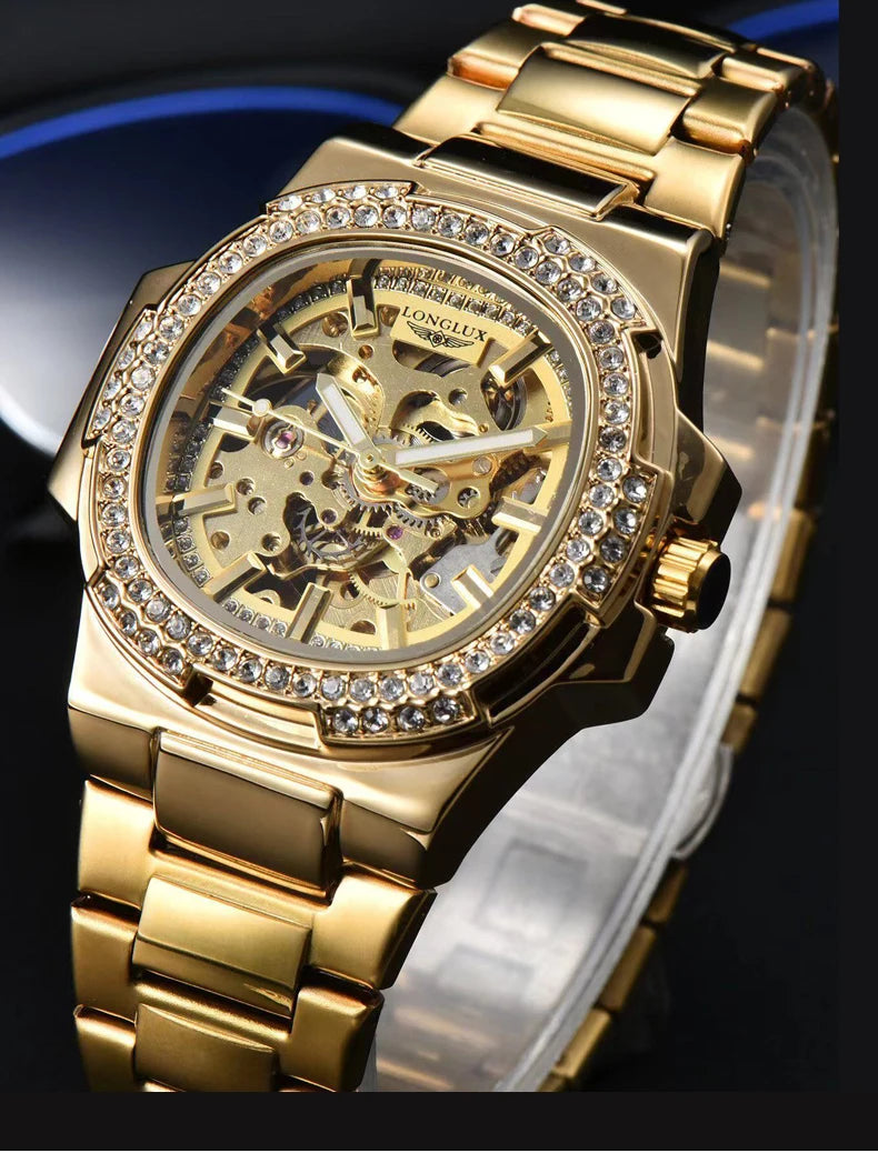 LONGLUX automatic man watch luxury stainless steel mechanical