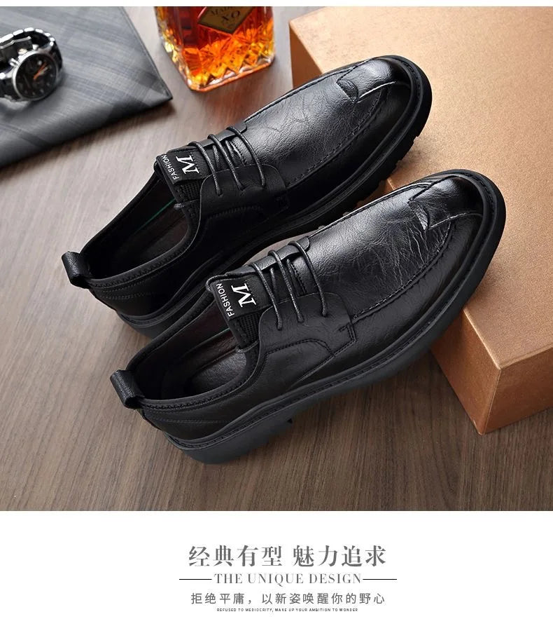 Men's Genuine Leather Shoes Work Boots Business Casual Warm and Comfortable Loafers