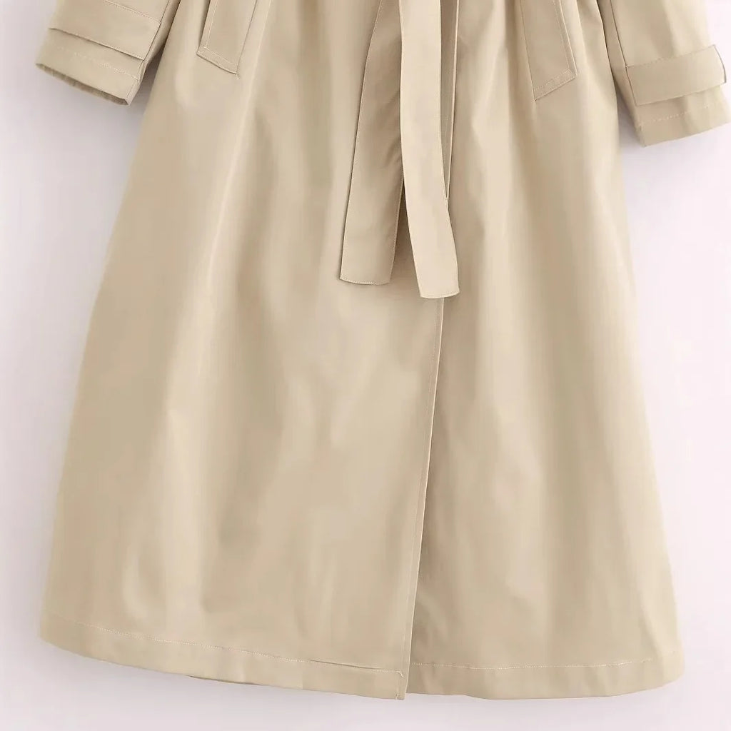 Women Fashion With Belt Solid Breasted Female Chic Lady Outfits