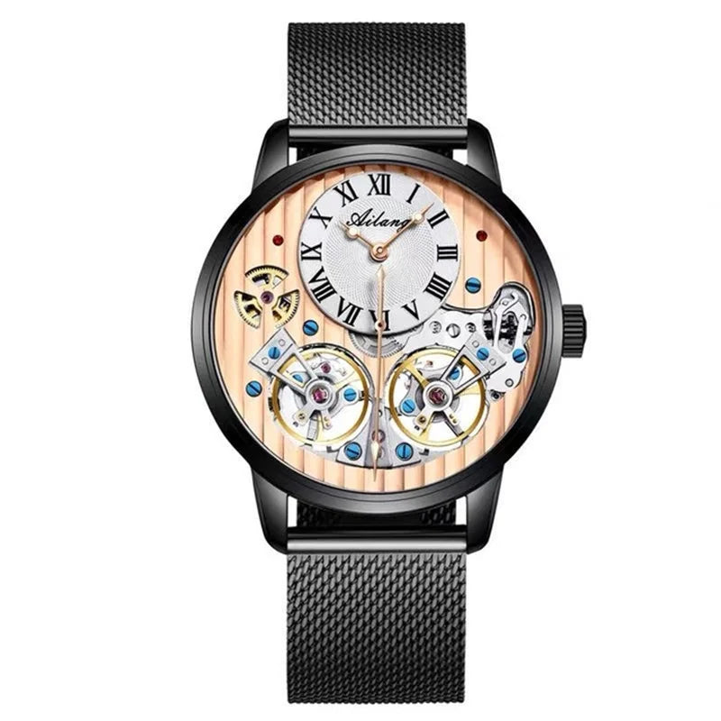 AILANG Top Brand Luxury Watch Men Automatic Luminous Black Clock Men