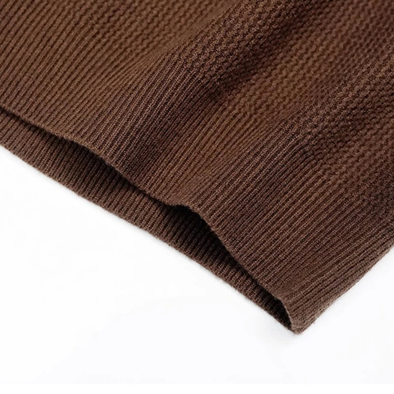 VOODIEX Autumn New Casual Knit Polo Shirts Men Fashionable Long Sleeve