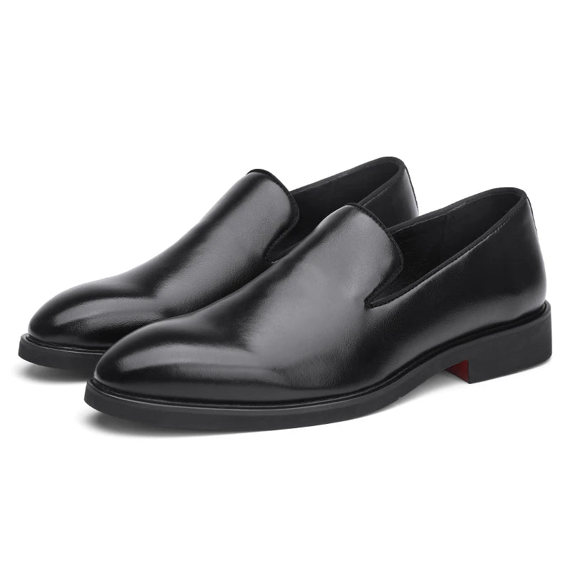 Business Formal Slip-On Leather Shoes Men's Casual Moccasins Black Wedding Shoes