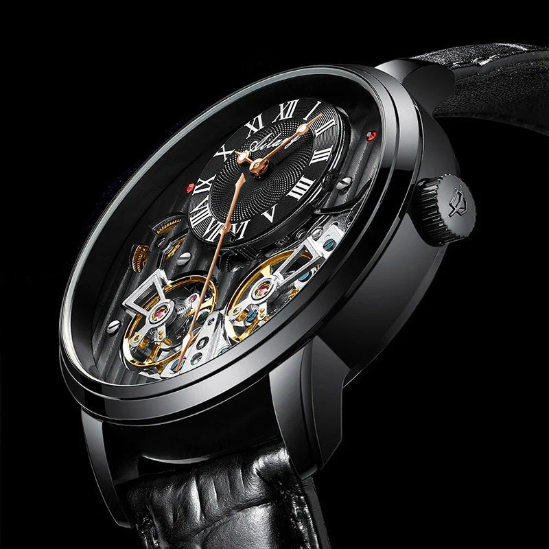 AILANG Top Brand Luxury Watch Men Automatic Luminous Black Clock Men