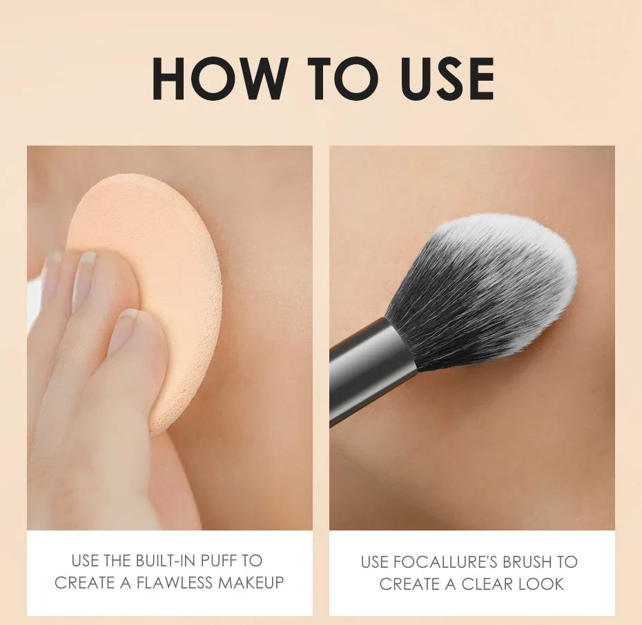 FOCALLURE Make Up Face Powder Brighten Oil-control Nude Makeup Pressed Powder