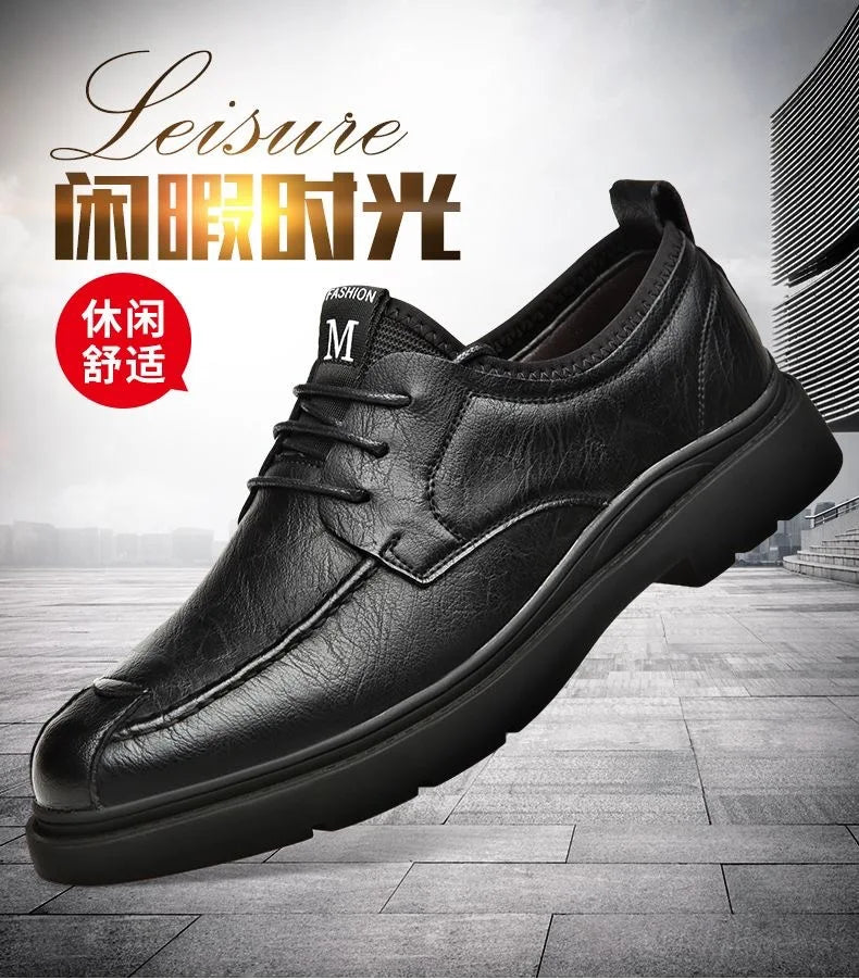 Men's Genuine Leather Shoes Work Boots Business Casual Warm and Comfortable Loafers