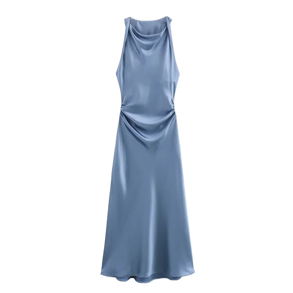 Satin Long Dresses for Women Slip Midi Dress Woman Evening Party
