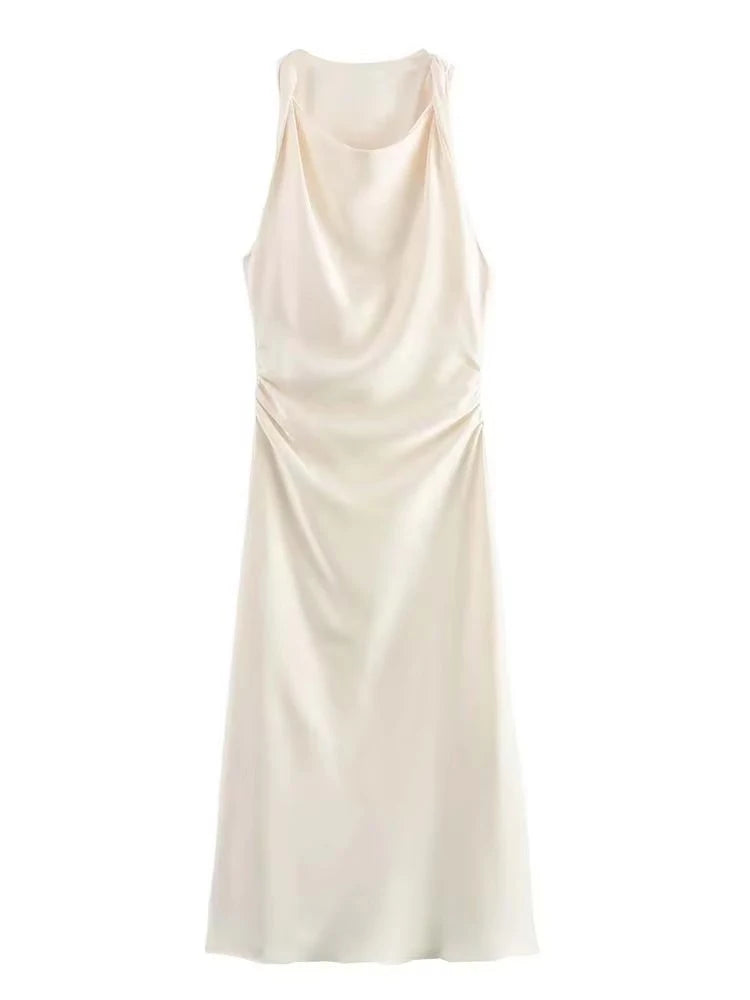 Satin Long Dresses for Women Slip Midi Dress Woman Evening Party