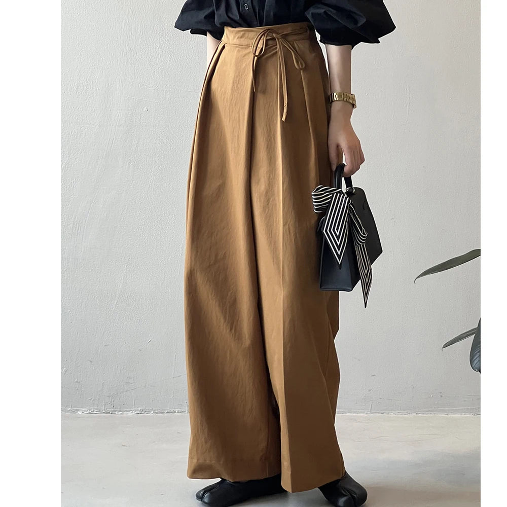 Women Casual Wide Leg High Waist Pants Fashion Clothes Black Brown Pants Female