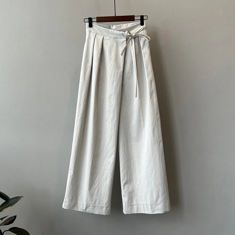 Women Casual Wide Leg High Waist Pants Fashion Clothes Black Brown Pants Female