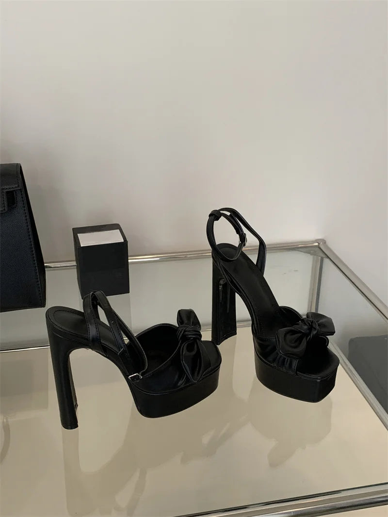 Hiley Sexy Pleated Bowknot Women's Sandals for wedding Peep Toe