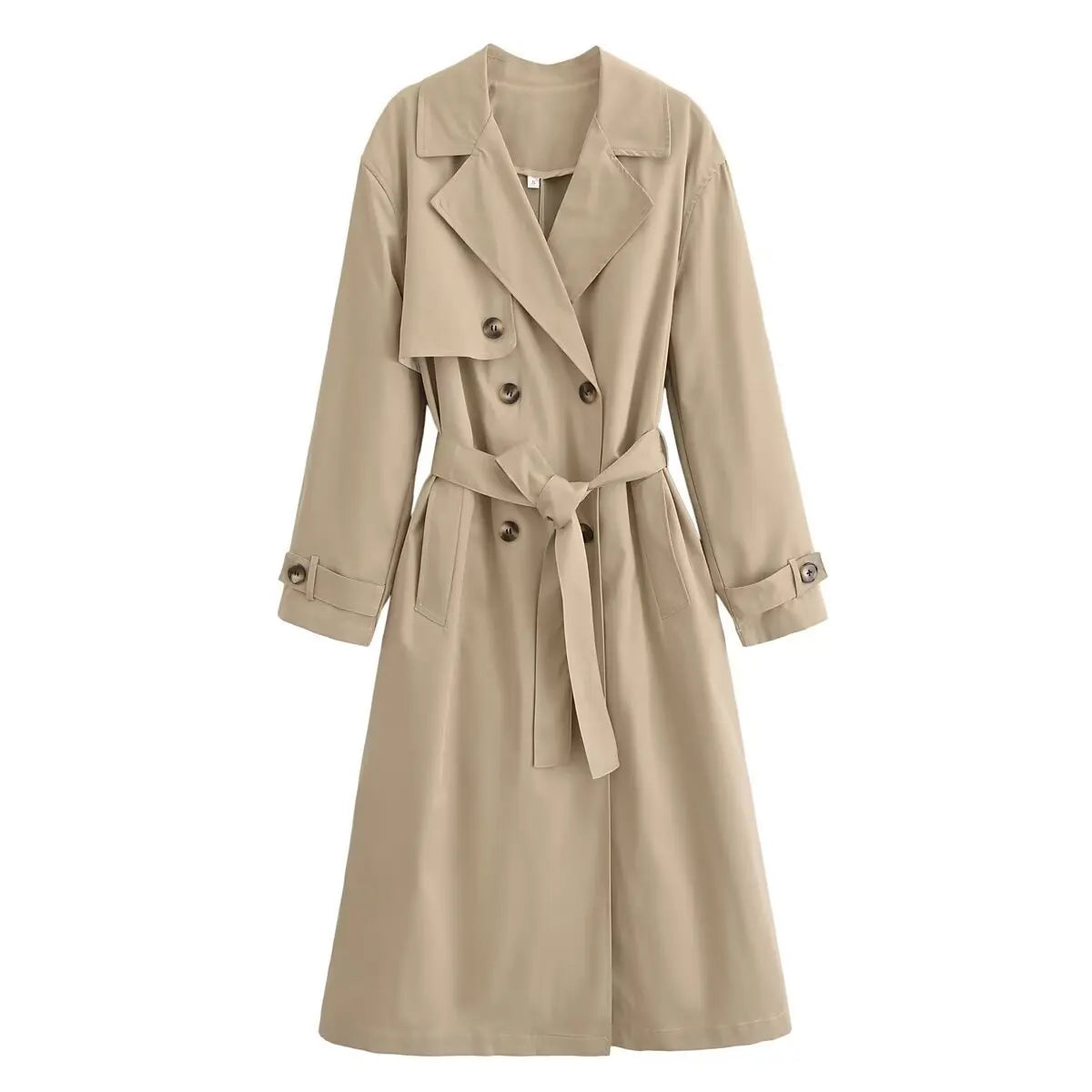 Women Fashion With Belt Solid Breasted Female Chic Lady Outfits