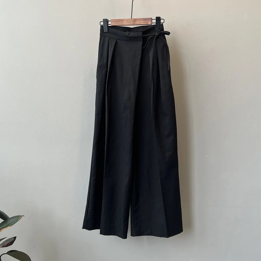 Women Casual Wide Leg High Waist Pants Fashion Clothes Black Brown Pants Female