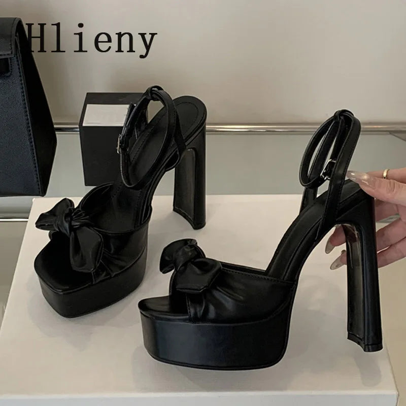 Hiley Sexy Pleated Bowknot Women's Sandals for wedding Peep Toe