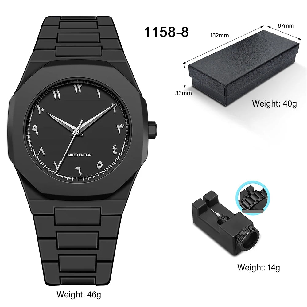 Arabic Numeral Waterproof Quartz Watch Men's Analog Mechanical Watch