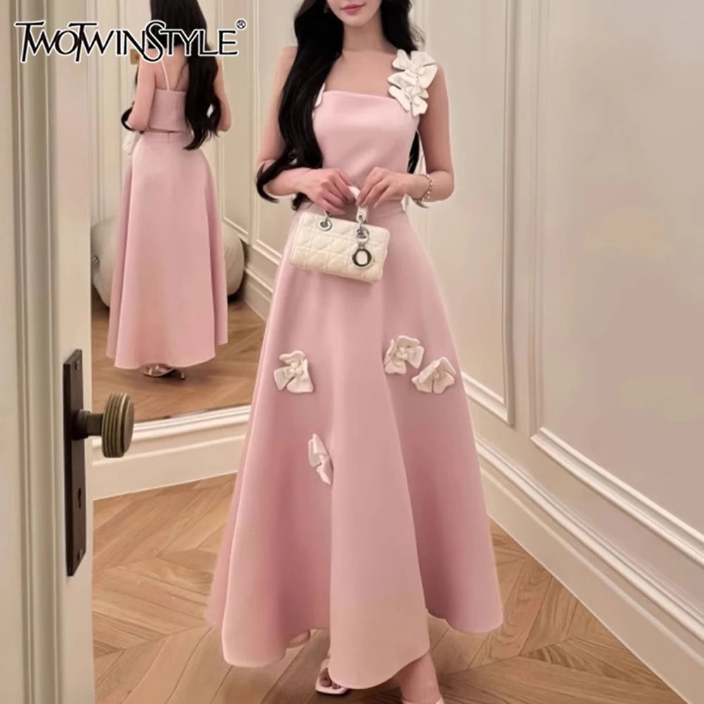 Two Piece Set for Women Square Neck Sleeveless Vest High Waist Skirt Sets Female