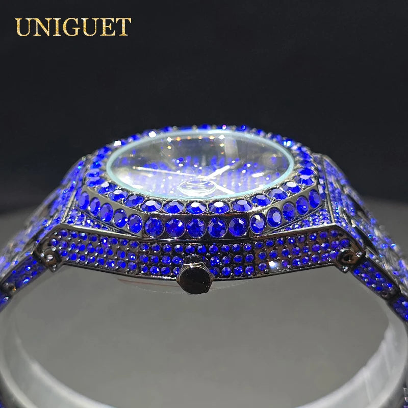 Quartz Watches For Men Octagonal Case Luxury Diamond Men's Watch