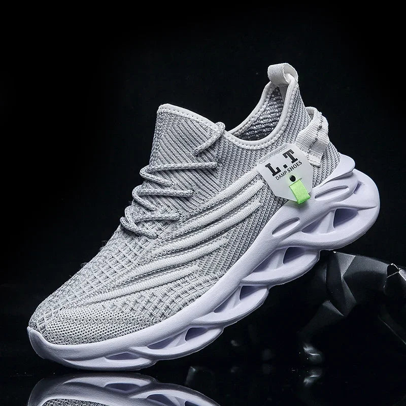 YRZL Men Sports Running Black Jogging Shoes Casual Sneakers Outdoor Breathable