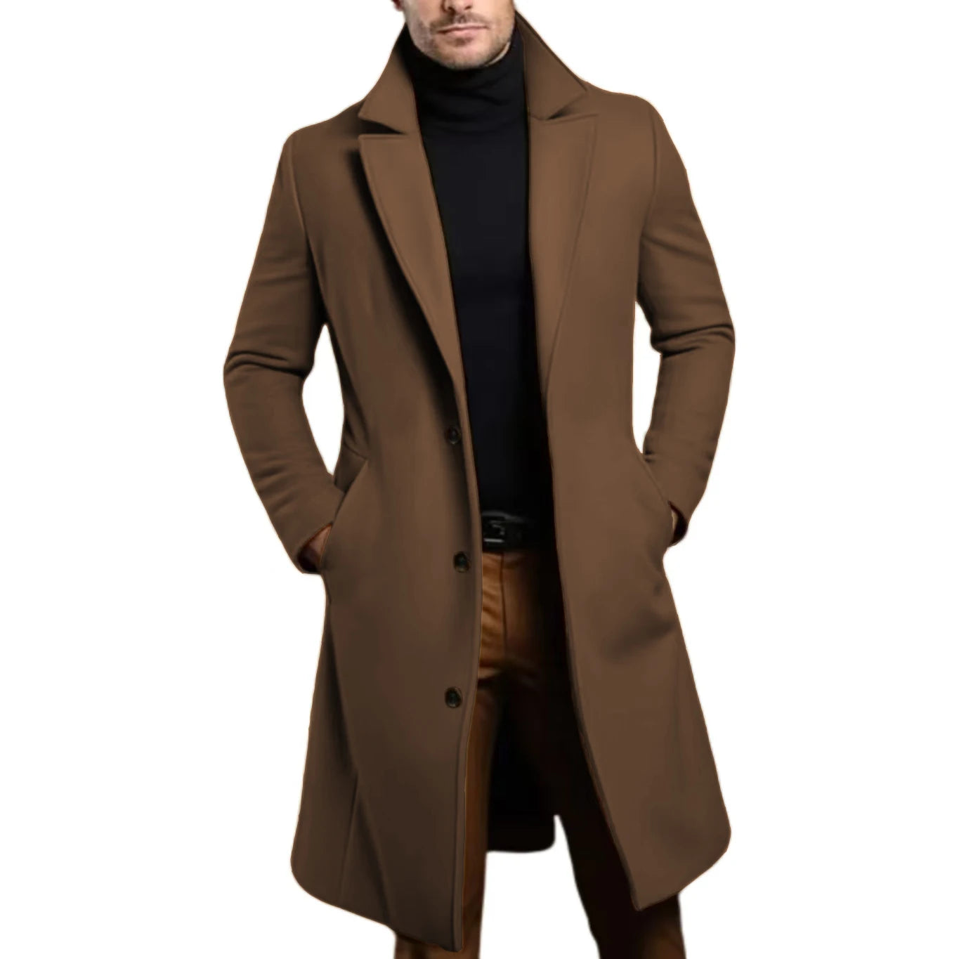 Men Coat Stylish Warm and Comfortable Black Trench