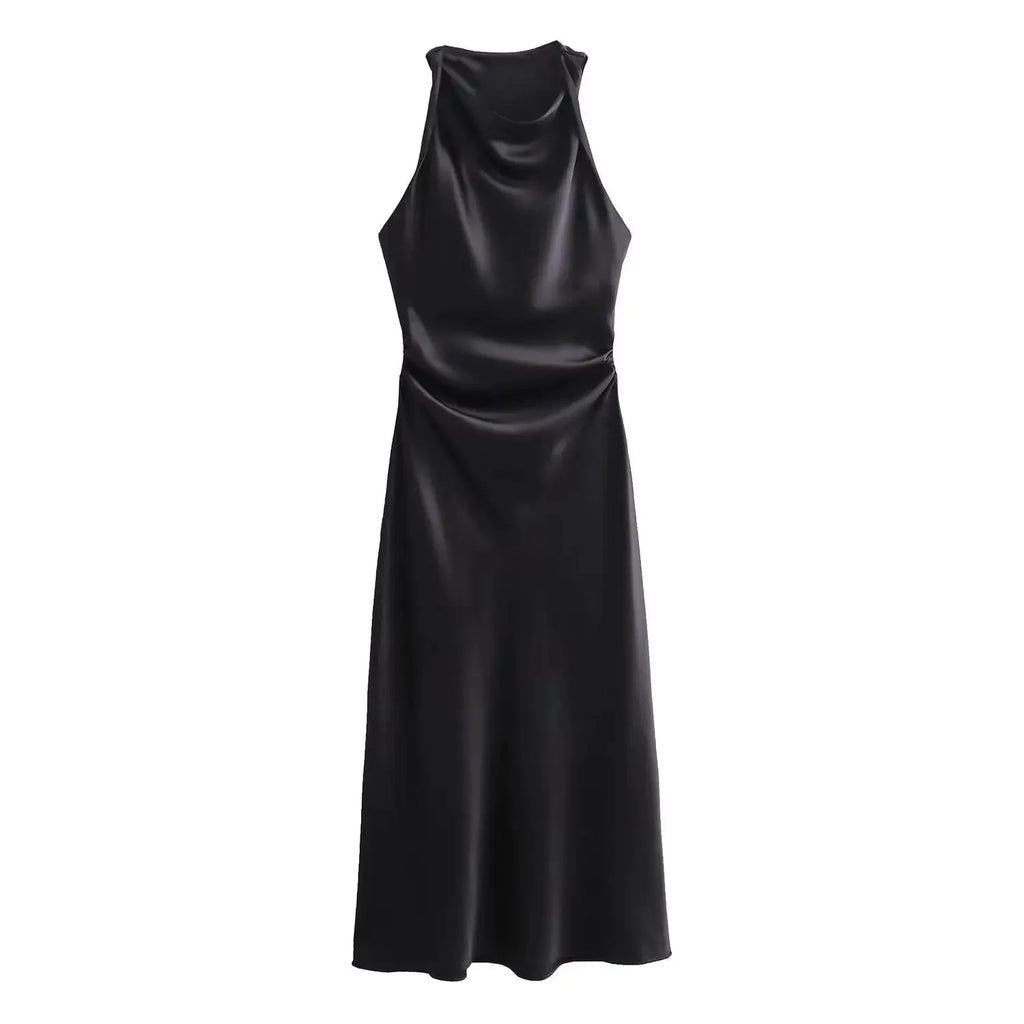 Satin Long Dresses for Women Slip Midi Dress Woman Evening Party