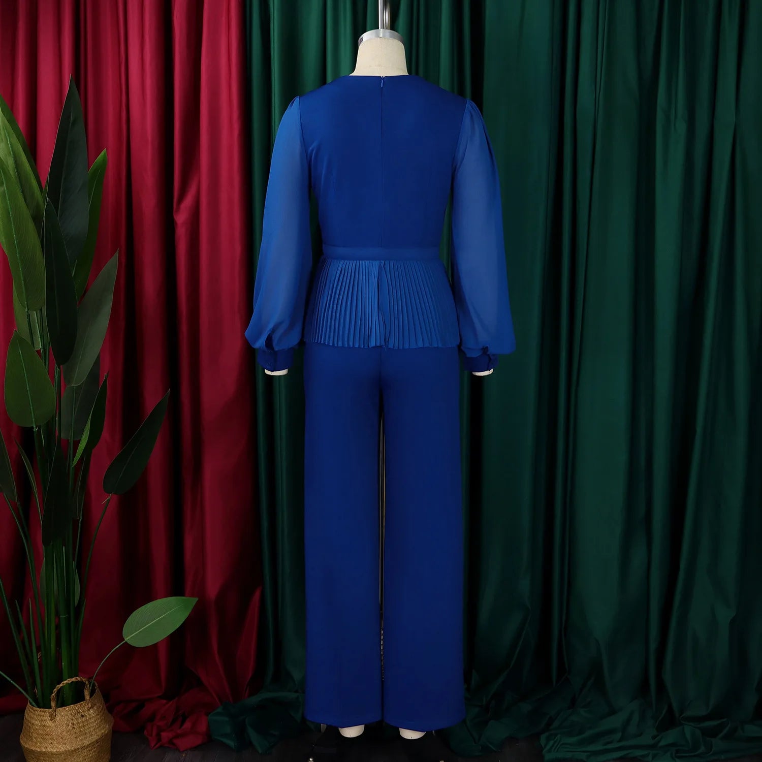 Suit Women High Waist Big Pants Set Lady Office Large Pantsuit