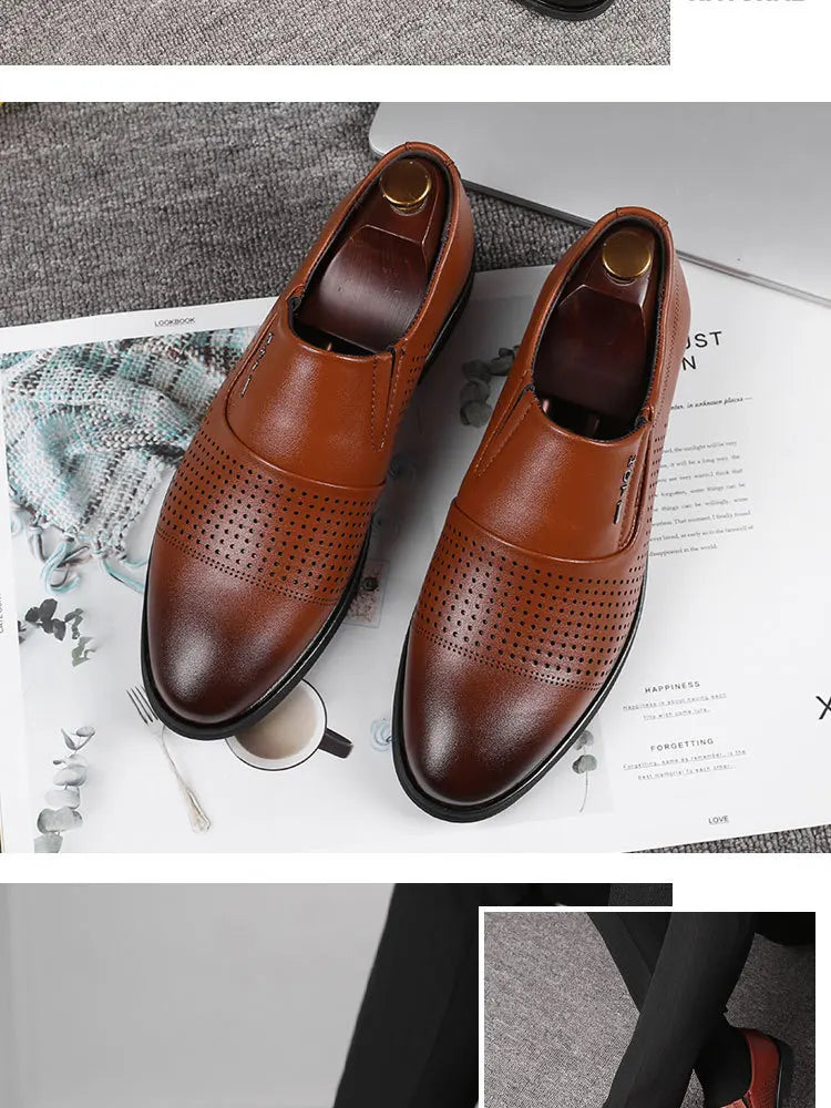 Men's Business Formal Leather Shoes Summer Breathable