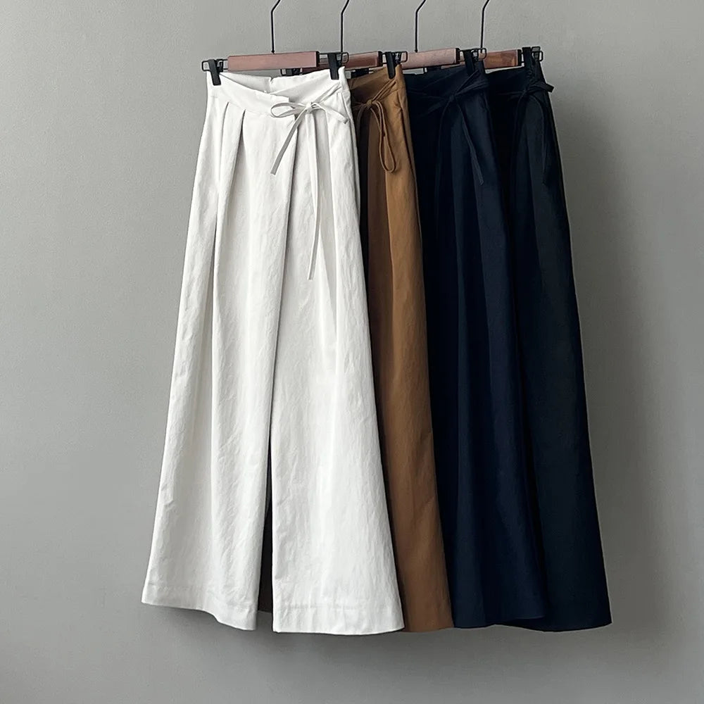 Women Casual Wide Leg High Waist Pants Fashion Clothes Black Brown Pants Female