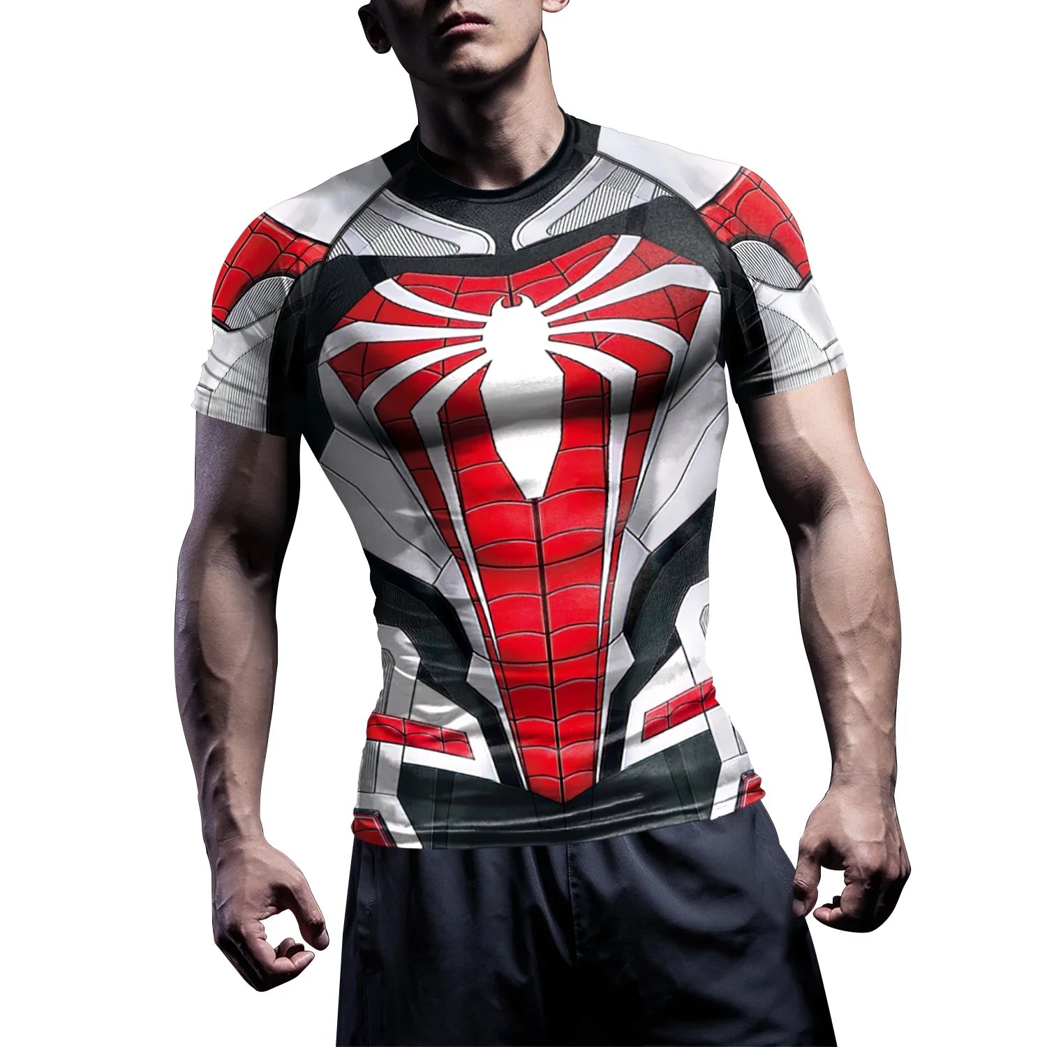 Superhero Mens Compression T Shirt Sport Workout 3D Spider Compression Gym Fitness Top